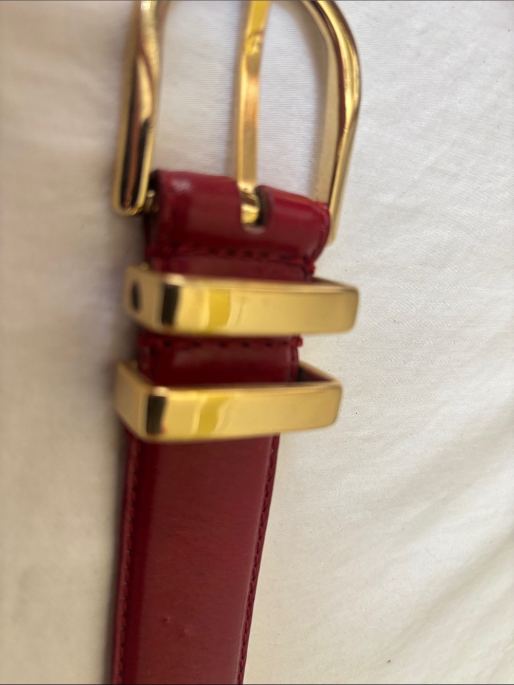 Talbots Leather Belt Cherry Red Classic Brass Hardware Vintage 6011#